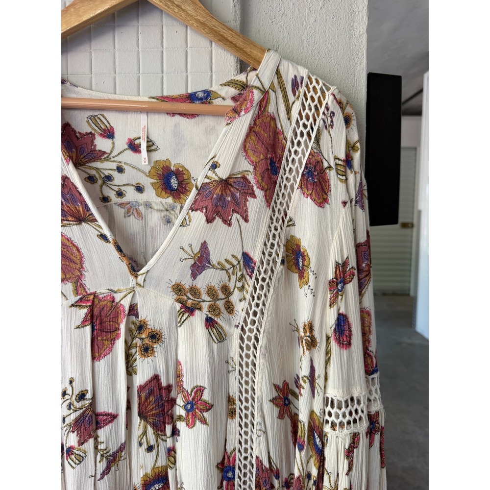 Free People Just The Two Of Us Mixed Printed Tunic M Floral Boho Rayon - Picture 3 of 10